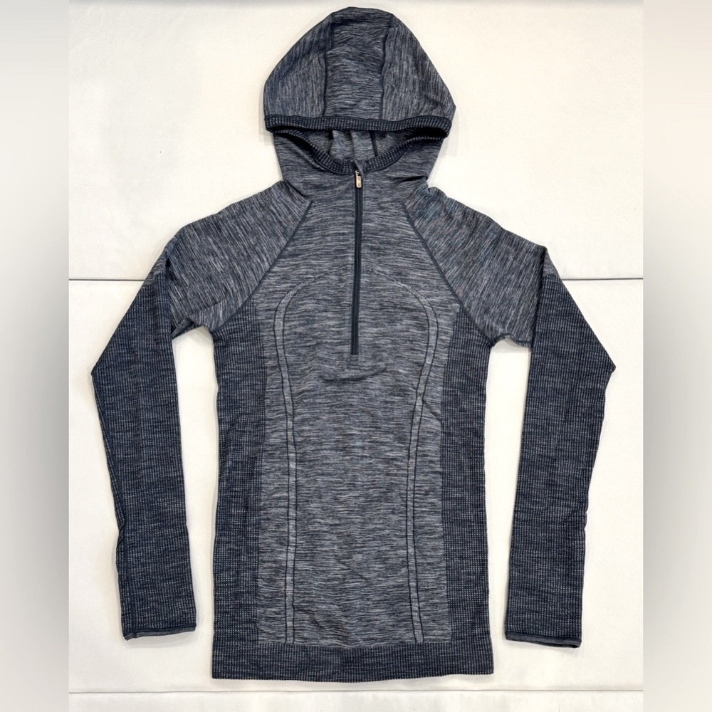 Lululemon Swiftly Wool 1/2 Zip Hoodie in Teal/White